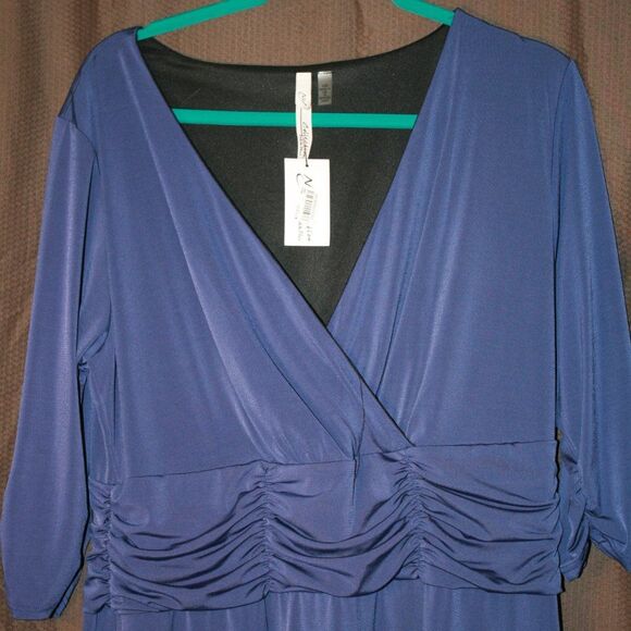 NY Collection surplice midi dress blue size 1XP NWT - Picture 2 of 5